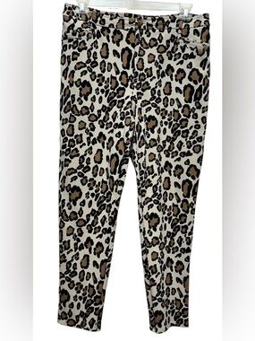 Chico's So Slimming Ponte Knit Tapered Ankle Pants. Leopard Print 2.5 L Women’s